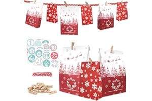 ONEHAUS Adventskalender 2025 zum befüllen groß, Geschenk Papiertueten Zum Selber Befüllen Basteln Pinguin Advents Tüten, selbstgemachter kleinigkeiten für adventskalender inhalt kinder selberfüllen