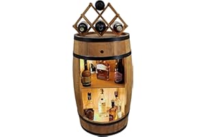 CREATIVE COOPER Barril LED con soporte para vino, barril de madera, 80 x 50 cm, decoración rústica, mueble de bar para vino, barril, whisky, barril de cerveza, armario para vino (roble)
