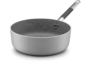 Pentole Agnelli ALSC107GC28 Linea Shark Skin Induzione, Casseruola Bassa, Antiaderente, con 1 Manico in Acciaio Inossidabile, 28 cm