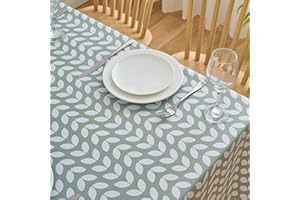 Dehaus® Wipe Clean Table Cloth - Sage Green Petal Parade - Wipeable PVC Oilcloth Table Cover - Rectangular Plastic Vinyl Tablecloth - Water Resistant Easy Clean - Kitchen Table Protector (200 x 140cm)