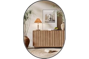 ‎DRIPEX Dripex Ovaler Wandspiegel 50 * 70cm mit Aluminiumrahmen,dekorativer HD Wandspiegel Schminkspiegel für Badzimmer/Ankleidezimmer/Wohnzimmer,unbrechbarer Spiegel (Schwarz)