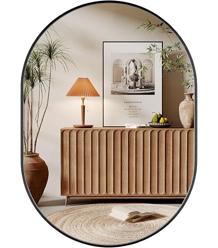 Bogendesign Wandspiegel, Walnuss-Optik – 50,8 X 76,2 Cm, Gehärtetes Glas, Für Badezimmer & Wohnzimmer