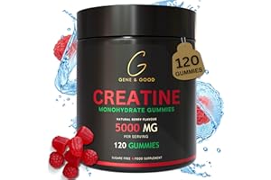 Gene & Good® Creatine Monohydrate Gummies 5000mg- 120 Gummy - Mixed Berry Flavor - Pre-Workout Creatine Gummies for Men & Women - Vegan, Halal, Gluten-Free - Ideal for Active Lifestyles (one Pack)