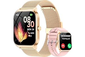 CASCHO Smartwatch Donna,1.85'' Orologio Smartwatch con Chiamate Bluetooth/Assistente,120+ Sportive Smart Watch con Contapassi/Sonno/Cardiofrequenzimetro,IP68 Fitness Tracker per iOS Android, Doppie Cinghie