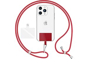NALIA Lanière Universelle pour Telephone Portable, Cordon Tour De Cou pour Smartphone Etui, Porte Clef Chaine réglable avec Crochet Métallique e Carte, Sangle pour Épaule, Couleur:Rouge
