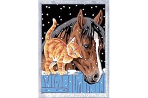 Ravensburger CreArt 28556 - Fohlen mit Kätzchen - Malen nach Zahlen für Kinder ab 7 Jahre, Malset mit Rahmen, Pinsel und Acrylfarben, Geschenk für Mädchen und Jungen, mit Glitzer