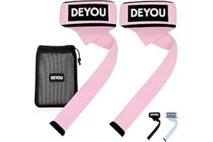 DEYOU Zughilfen für schmale & mittlere Handgelenke – Wrist Straps (gepolstert) aus 100% Baumwolle mit Meshbag – Gym Straps für Krafttraining, Gewichtheben, Bodybuilding Damen & Herren