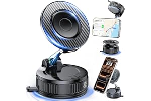 Car Phone Holder for Magsafe – [Carbon Fiber] Phone Mount for Car [Super Strong Magnetic, 360° Adjustable, 108LBS Vacuum Suction] Phone Holders for Your Car, Car Accessories for iPhone 17–12 Series