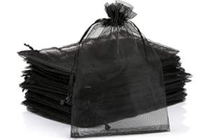 ‎NALER Naler 120 x Organzasäckchen Schwarz Organzabeutel Organza Schmuck Säckchen Geschenktüten für Verpackung, 10 x 15 cm