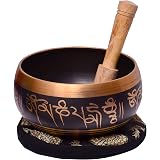 Purpledip Bell Metal Tibetan Buddhist Singing Bowl : Dhyana Musical Instrument For Meditation Or Prayer (10638): 