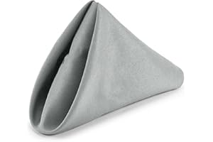 WedDecor 20 Inch Silver Cotton Polyester Table Napkin for Home, Hotel, Dinning, Wedding, Banquet, Party, Events, Hemmed Edges Lightweight & Machine Washable, 10pcs