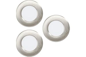 Eglo Lot de 3 spots LED encastrables Fueva 6, jeu de lampes de plafond à encastrer, luminaire encastré en plastique argenté et blanc, blanc chaud - blanc froid, ∅ 8,6 cm