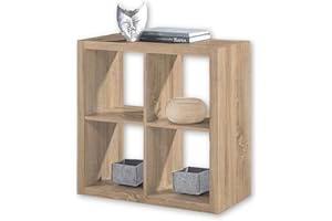 Stella Trading STYLEcontemporána estantería cubo con acabado en roble Sonoma, adecuado para cajas plegables, Práctica estantería separadora de espacios con compartimentos abiertos, 77 x 77 x 38 cm