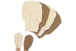 YICAAM Exfoliating Gloves 4 Pcs Body Scrub Gloves, Hemp Washable Exfoliating Mitt Dead Skin Remover for Body, Shower Mitts Gloves for Men Women Kids