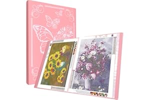 SPOKKI Diamond Painting Pictures Album, A3 Diamond Painting Folder for Storage Diamond Painting Pictures with 60 Sheets, Diamond Painting Accessories(Pink)