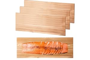 Landical 3 Pcs XL Large Cedar Wood Grilling Planks Full Filet of Salmon Meat Fish and Veggies Adding Extra Smoke and Flavor Soaking Fast Easy to Use Cedar Grilling Planks (15 x 5.5 Inches)