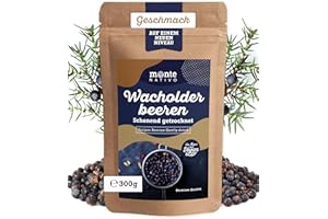 Bayas de Enebro Enteras Monte Nativo (300g) – Bayas de Enebro Secas para Cocina y Caza – Suaves y Aromáticas – Naturales y Sin Aditivos – Aroma Intenso y Sabor Auténtico