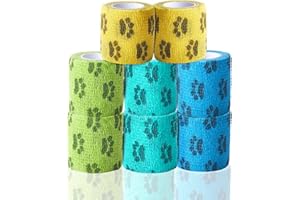 FriPuP Vendaje autoadhesivo para perros amargos, no masticables, vendaje autoadhesivo para heridas, patas, patas, cola, vendaje no tejido para animales, gatos, caballos, pájaros (2 pulgadas, 8 rollos,