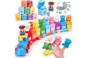 hahaland Baby Montessori Toys for 18+ Months, Farm Animal Train Toy for Counting,Stacking,Matching & Sorting, Educational Sensory Toys for Toddlers 2 3 Year Old, Birthday Gift for Baby Boys Girls