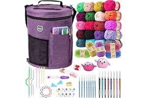 MIAOKE Kit de 79 pièces pour crochet, grand sac à tricoter, organiseur de fil à tricoter, kit de démarrage pour crochet avec sac étanche, ensemble d'accessoires de tricot pour débutants et adultes