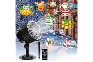 REGEVO Proyector Luces Navidad, Lámpara de Proyección Navidad Exterior, Luces de Navidad 12 Carta con 96 Patrones LED Proyector Copos de Nieve Inpermeable con Mando para Decoración Fiesta Exterior Interior