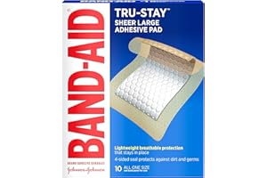 Band-Aid Podkładki pierwszej pomocy, bandaże samoprzylepne, duże podkładki samoprzylepne, 10 szt