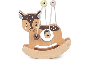 BIECO Motor skills bow deer with rocker motor skills toy from 1 year old cute labyrinth game in deer design motor skills toy baby in soft colours wooden toy baby learning toy made of wood