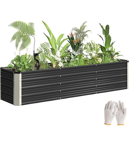 VidaXL Lit Surélevé Pot De Fleurs 320x40x45 Cm Acier Galvanisé Marron - Jardinière Jardin Extérieur