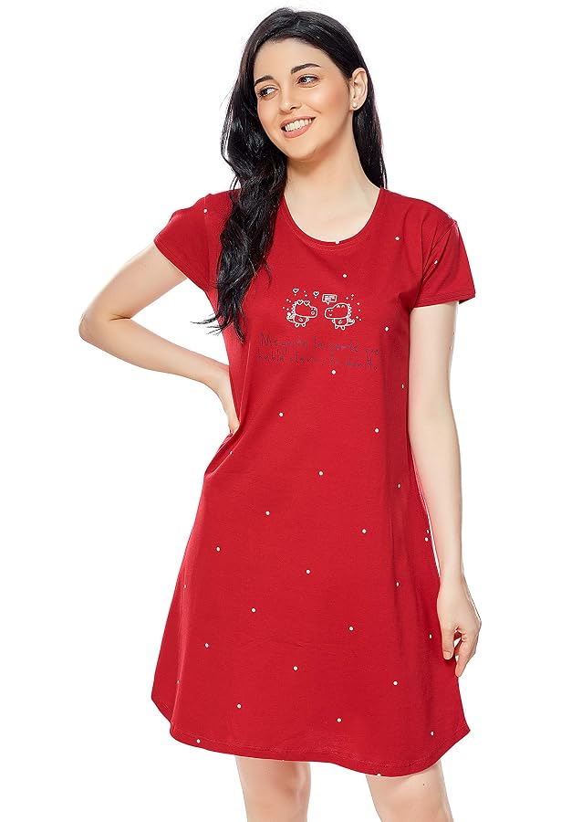 Zeyo Women's Cotton Nursing Night Dress - All Over Print, Knee Length, Navy Blue, X-Large - View #6