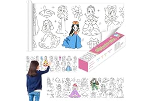 ZOCONE Drawing Paper Roll for Children 120''x11.8'' Children's Drawing Roll Coloring Paper Roll for Toddlers DIY Cut and Paste Color Filling Paper for Girls and Boys(Lovely Princess)