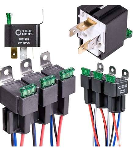 Weasch 4 Pack JD1912 Car Relay Harness - 12V 40A 4 Pin SPST Relays With 12AWG Wires For Automotive, Truck, Motorcycle, Boat