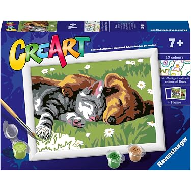 Ravensburger CreArt – Kit Pittura Con Numeri Per Bambini, Fiori Arancioni, 24x18 Cm, Dagli 12 Anni, Ideale Come Regalo
