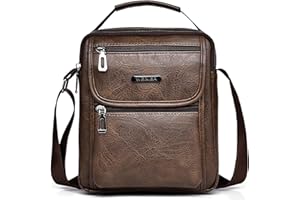 Vologle Men's Shoulder Bag PU Leather Messenger Bag Business Crossbody Manbag Casual Handbags Side Satchel Travel Flight Sport Bags for Men Working Shopping Travel Daily