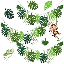 3 Pezzi Foglia Tropicale Banner,Ghirlanda Tropicale Hawaiana,Banner decorativo di foglie tropicali,Decorazioni per Feste Hawaiane,per Feste a Tema Mare,Giungla Tema Festa di Compleanno Decor(2.5m