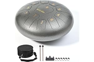 LIEKE Tambour de langue en acier 10" à 11 notes - Cadeau pour enfants, adultes, débutants