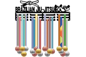 CREATCABIN Brasiliansk Jiu Jitsu medaljvisning metall medaljhängare hållare sport judo race tävling utmärkelser svart järn rack krokar väggmonterad för upphängning 60+ medaljer sport gymnastik spelare