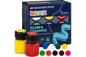 Decola - Set de colores para porcelana | 9x20ml Pintura permanente para vidrio y cerámica | Alta opacidad en superficies oscuras | Fabricado por Nevskaya Palitra