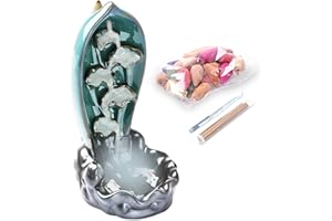 SÖLMO Sølmo stojak na kadzidełka z wodospadem, 52-częściowy zestaw z tacą, 20 kadzidełek, 30 świec kadzidłowych i pęsetą – idealny do aromaterapii i wystroju domu – ceramika i czarna ceramika