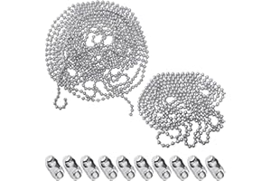 SLEEKEE Set di 6 m di catena, catena a sfere in acciaio inox, catena in argento, accessori per mobili, adatto per tende, persiane, tapparelle