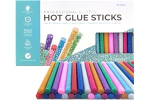 SMITH'S 2015 Colourful Hot Glitter Glue Sticks by Smith’s® | 7mm x 100mm | 50 Pack | Grade A+ Glue Gun Refills | Blue, Purple, Green, Red, Aqua, Pink, Gold, Silver | Safe & RoHS Certified | Fits 99.9% of Glue Guns
