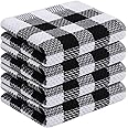 homing Buffalo Plaid Kitchen Towels Set, 4 Pack 100% Cotton Waffle Weave Dish Towels for Kitchen, Super Soft Absorbent Kitchen Hand Dish Cloths for Drying and Cleaning(13" x 28", Black & White)