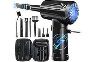 BALORIZ Air Duster, Electric Compressed Air Duster Cleaner, 5 Replacement Head Cordless Compressed Air Cleaner Blower for PC, Keyboard, Home Cleaning, Portable Rechargeable Air Blower with Cleaner Kit