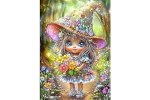 NEWENMO Carino Elfo Diamond Painting Set per Adulti,DIY Fiore Pittura Diamante Kit Completo,5D Diamond Art Kits,Cartoon Diamant Painting,Adatto per Decorazione Domestica,Regalo di Casa,30x40cm