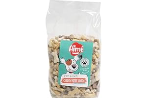 Aimé | Biscuits Petits Os 500g | Nourriture et Supplément Quotidien à base de Calcium destiné au Chiot et Petit Chien | Récompenses, Friandises Sans Conservateurs