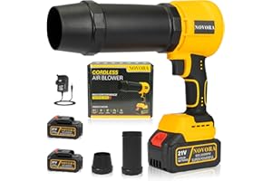 NOVORA Cordless Leaf Blower – 600,000 RPM High-Speed Motor, 2 Batteries & Fast Charger, Digital Battery Display, 21V Lithium – Lightweight Handheld Blower for Garden, Patio, Car & Driveway Cleaning
