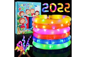 EUCOCO 6/12 Pack LED Pop Tubes Light Up Fidget Toys - Gift for Kids