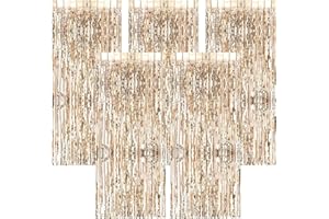 AIYONG 5 Stück Champagner Gold Lametta Vorhang, Glitzer Vorhang Folien Fransen Hintergrund, Vorhänge Luftschlangen Fransen für Party Deko Geburtstagsdeko Hochzeit Weihnachten Bühnendekor