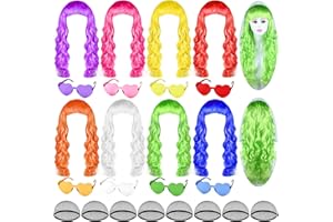 Bouiexye Parrucche Colorate Lunghe Ricci Ondulate al Neon per Costume Cosplay, Decorazione Festa Addio al Celibato per Donne