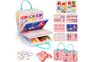 LITTLE GUY Jouet Enfant 2 Ans: Montessori 1 2 3 Ans Busy Board pour Bebe, Jeux Enfants Jouets de Motricité pour Voyage Voiture Avion, Planche Activite Jouet Sensoriel pour 3 4 Ans Garcons Filles Cadeau