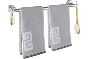 Markcco Towel Rail 16'', Towel Holder with Two Hooks for Space Saving in Bathroom, Stainless Steel Towel Bar, Towel Rack Wall Mounted Screw, for Small Bathrooms, Kitchens, and Vanities, Brushed Nickel